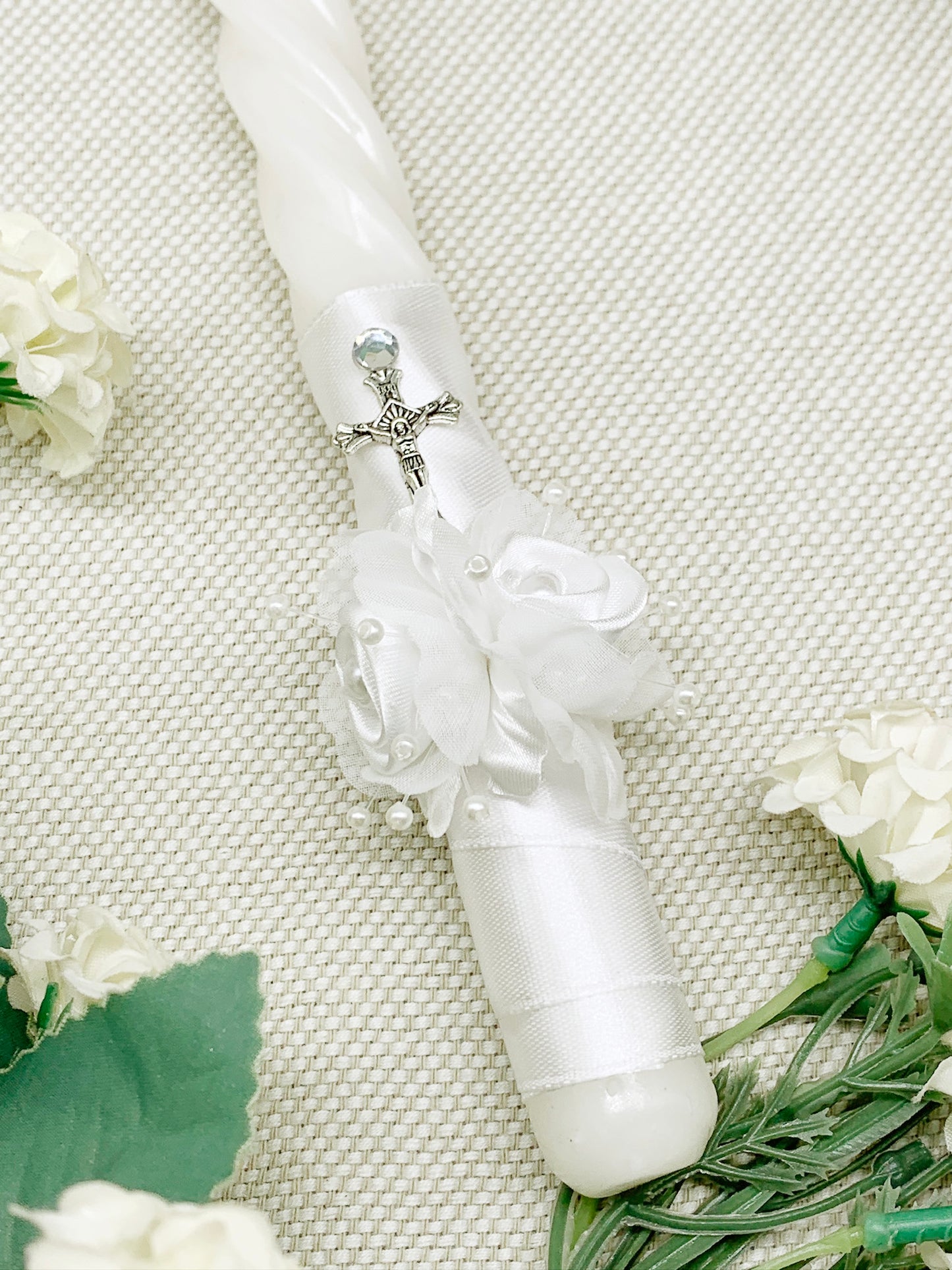 Candela torneada con par florecitas