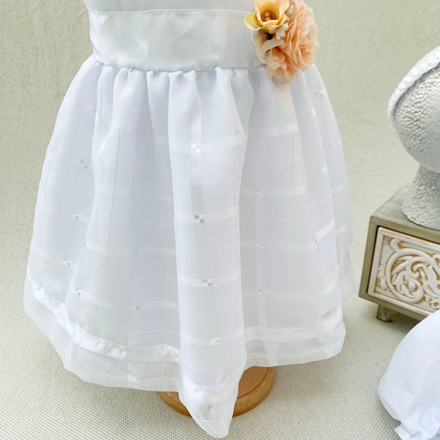 30%OFF Vestido desmangado salmón + vincha + calzoncito