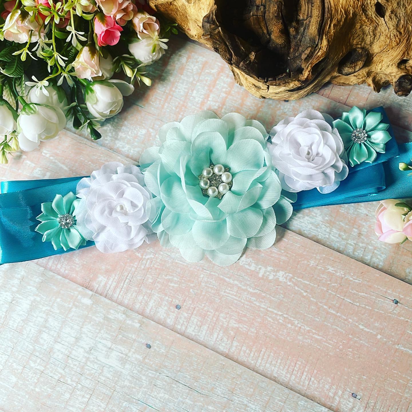 50%OFF Cinturón de maternidad tonos azules y celestes