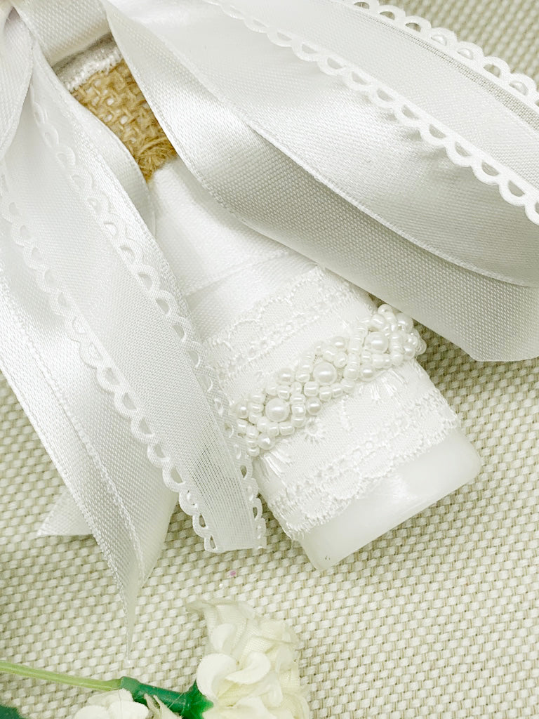 Cirio Bautismal con lazo artesanal