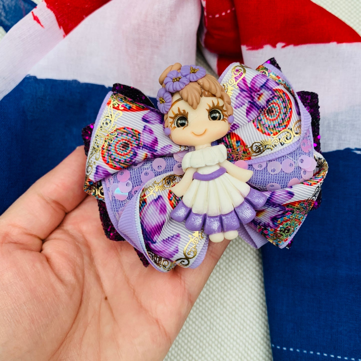 Lazo patriótico con diseño guaria morada Modelo 3