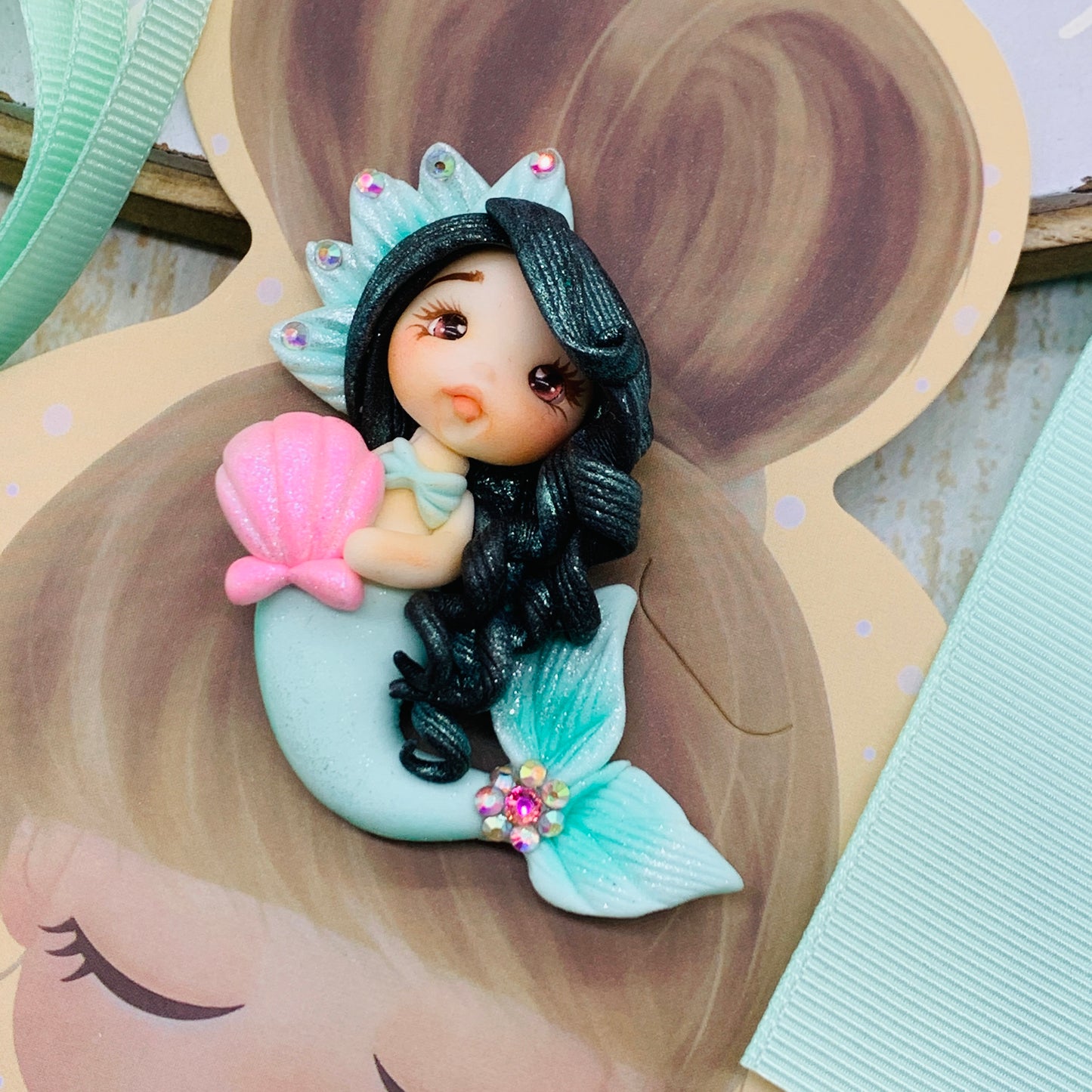 Set crea tu lazo/moño + porcelana temática Sirenas Modelo 10