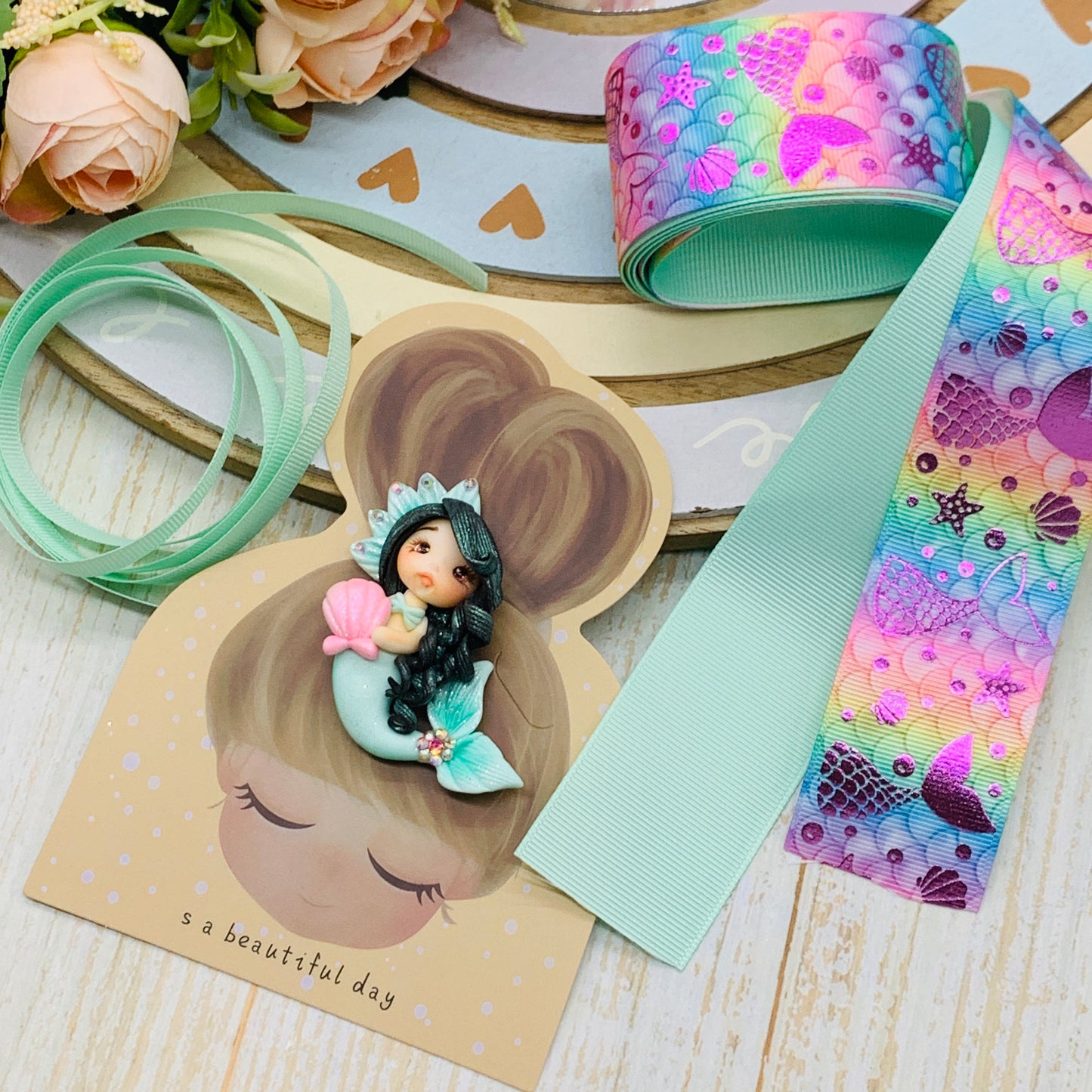 Set crea tu lazo/moño + porcelana temática Sirenas Modelo 10