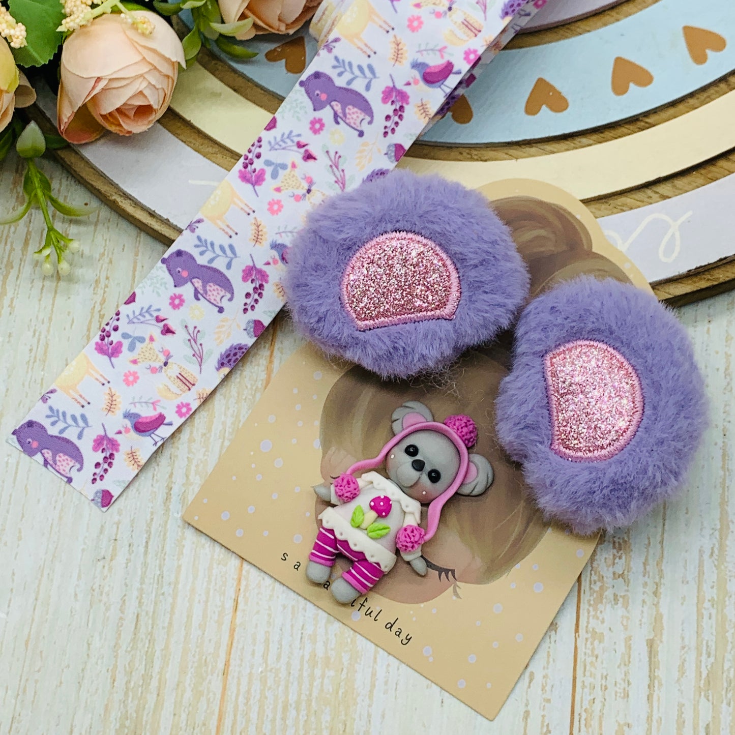 Set crea tu lazo/moño + porcelana temática Conejita Modelo 23