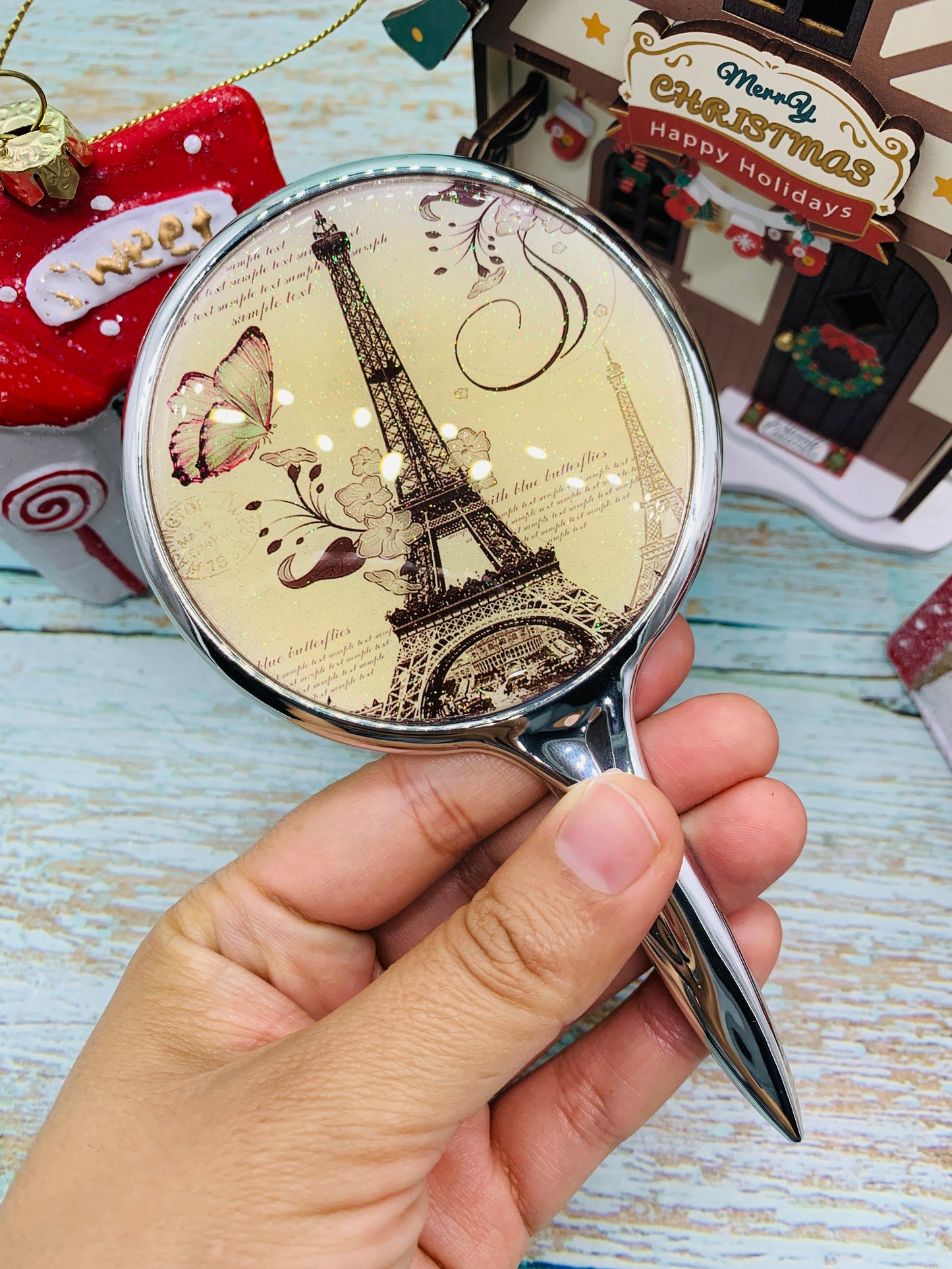 Espejito básico de mango color plata pequeño Modelo 18