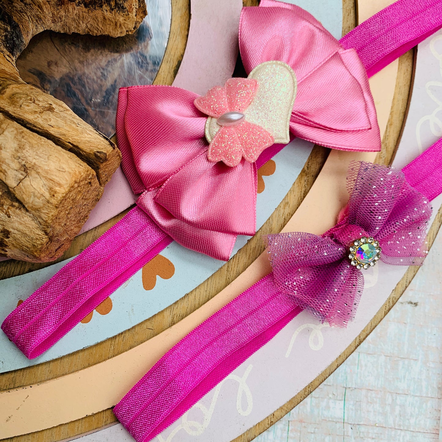 10%OFF Par de Vinchas colores rosa