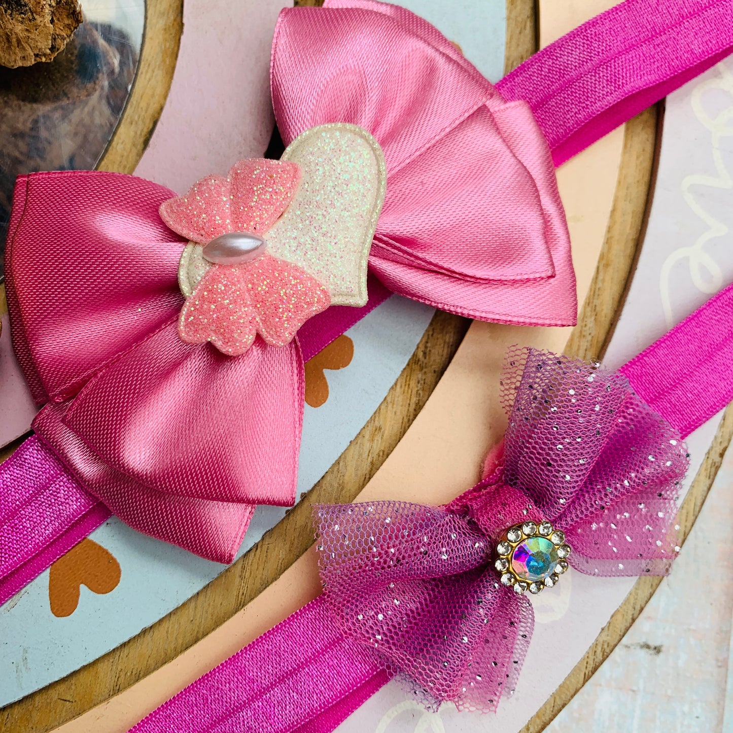 10%OFF Par de Vinchas colores rosa