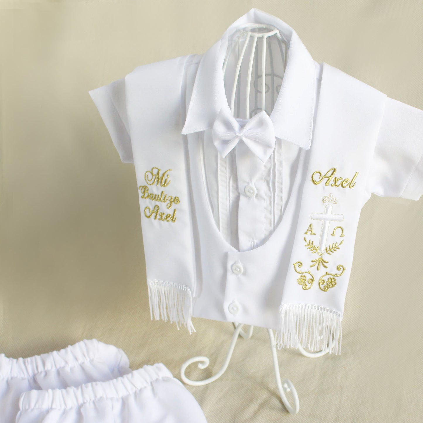 Estola Personalizada Cruz alfa y omega 2 COLORES: DORADO O PLATEADO