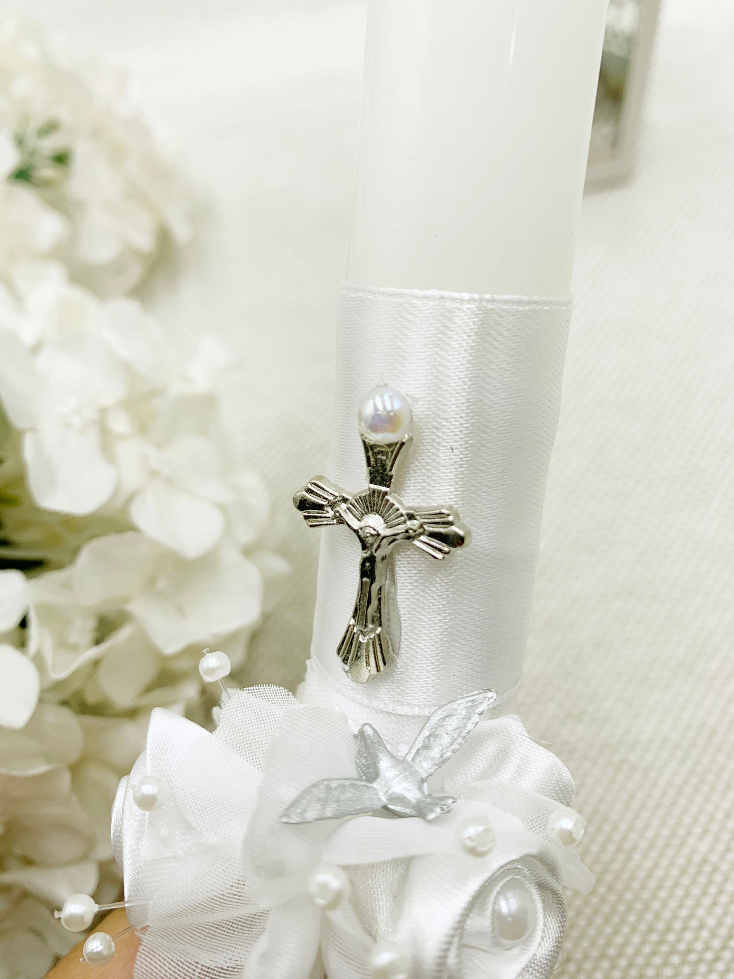 Candela torneada con par florecitas