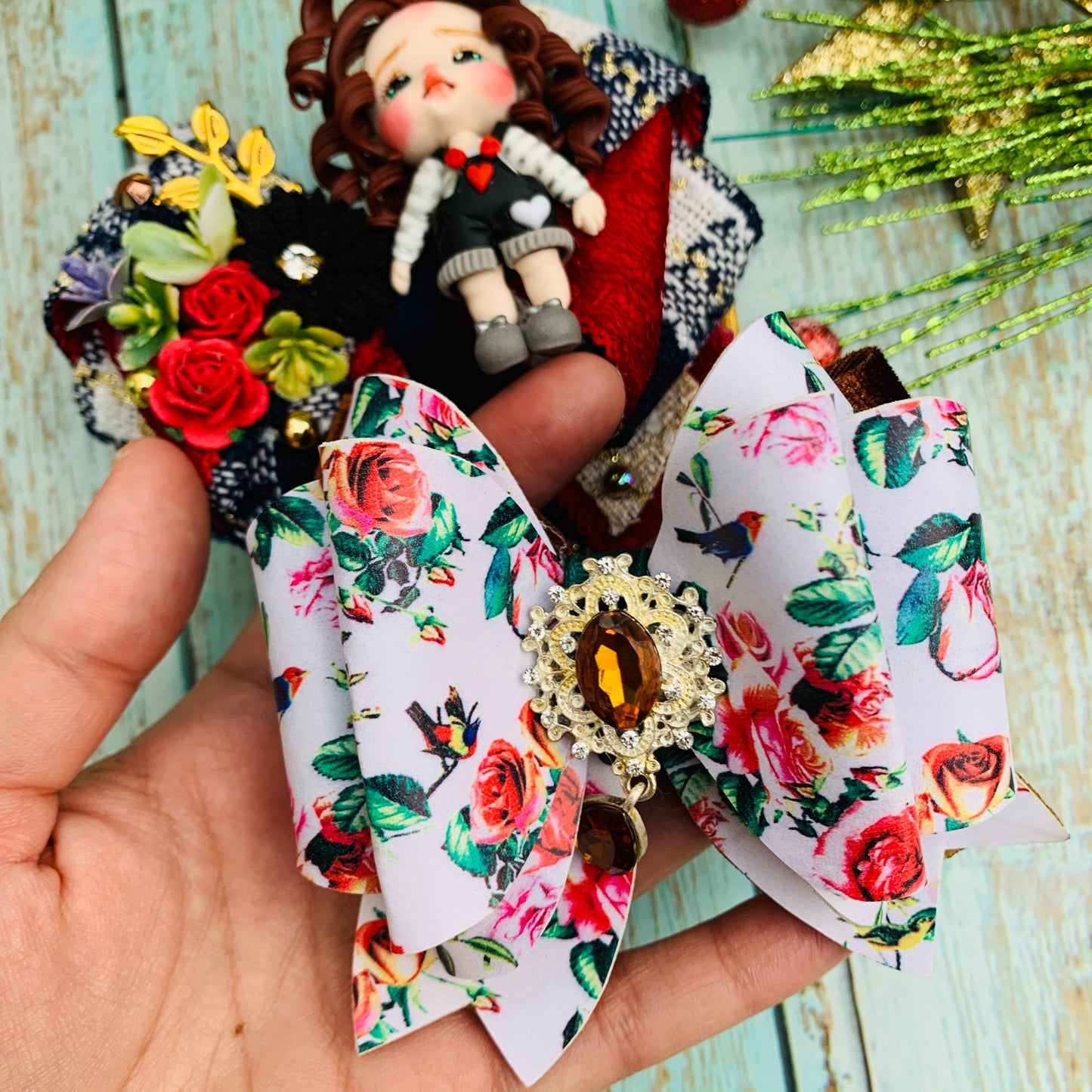 Par Dúo Premium lazo con encaje estilo coquette + lazo vinil MODELO 2