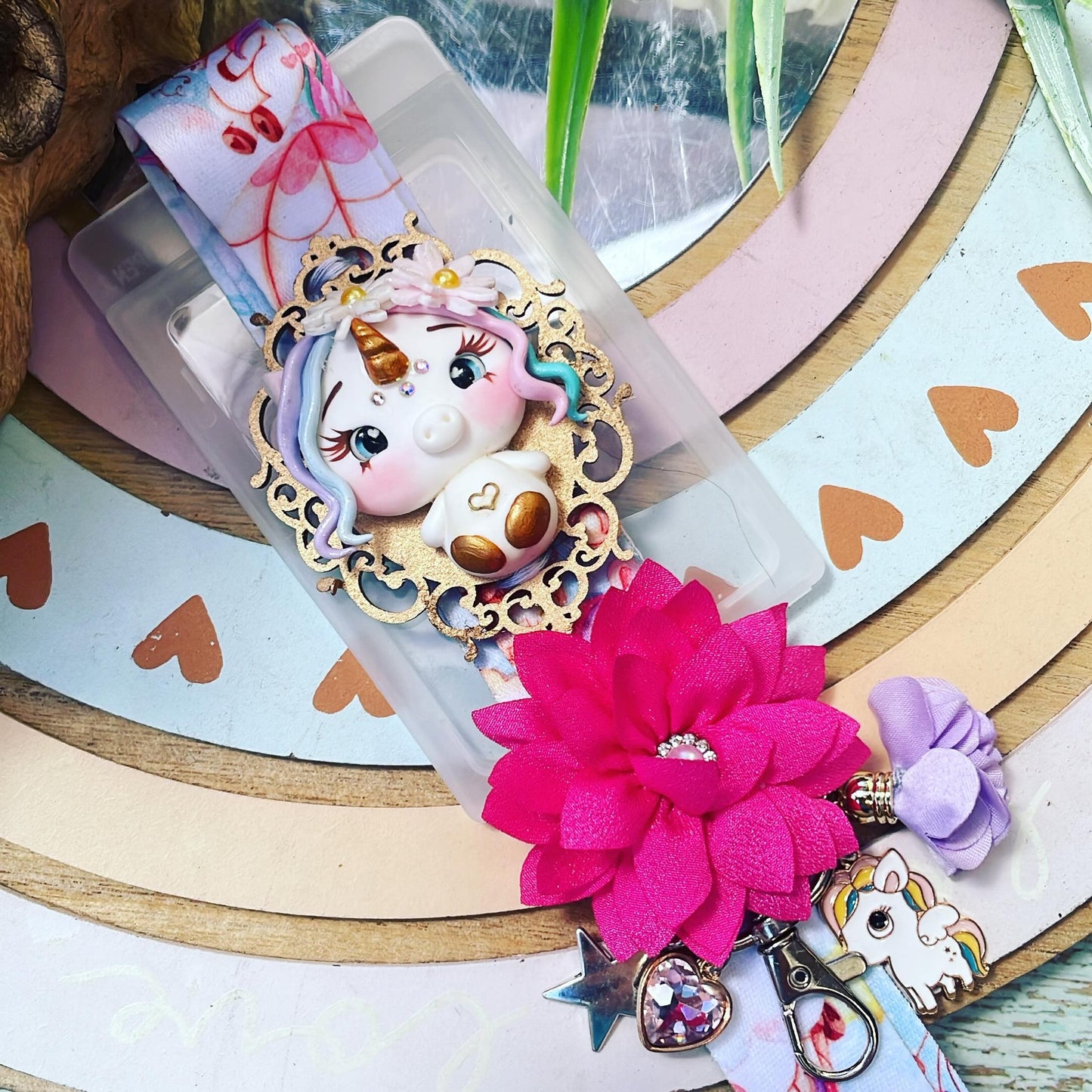 Portagafete de 3 piezas temático | Unicornio