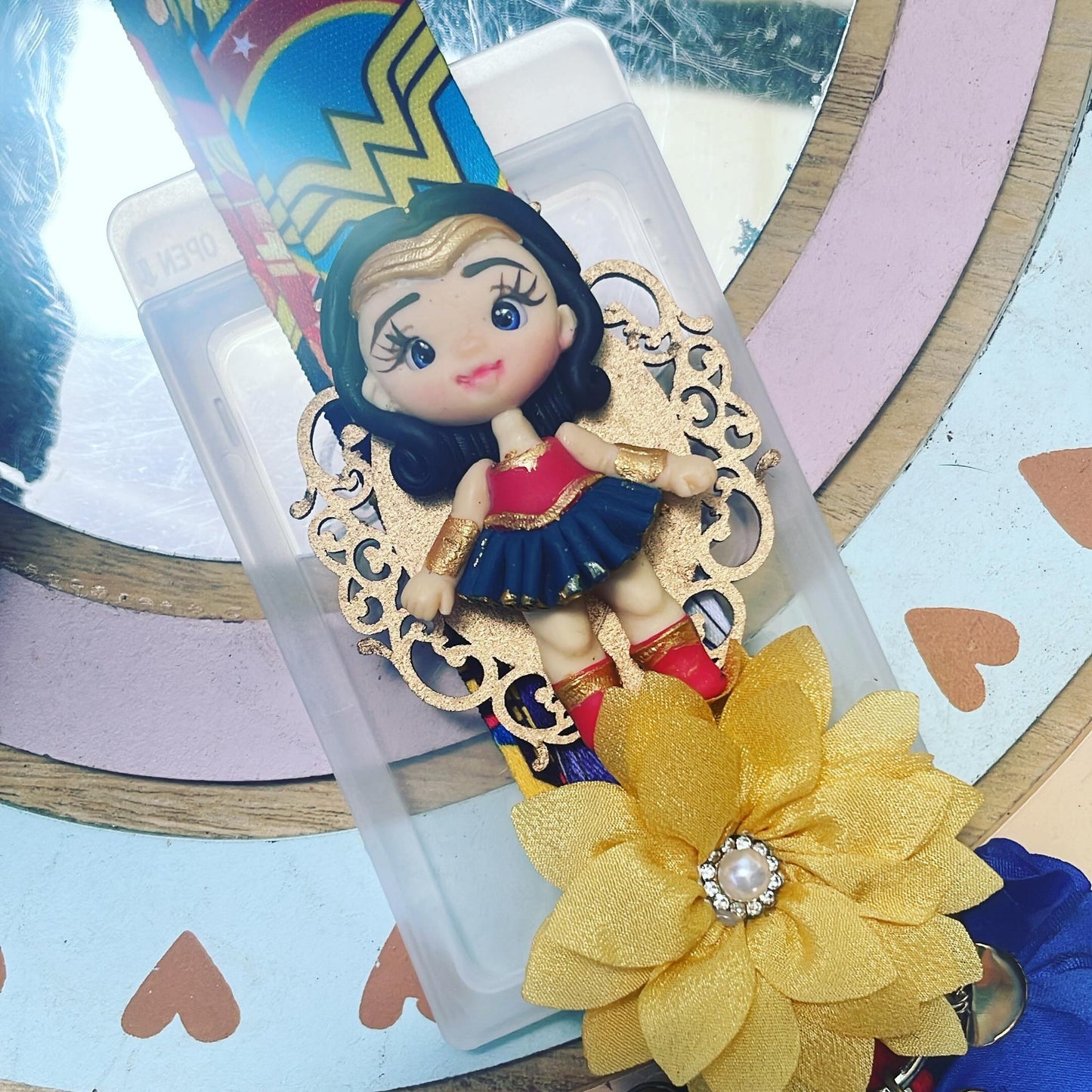 Portagafete de 3 piezas temático | Mujer Maravilla