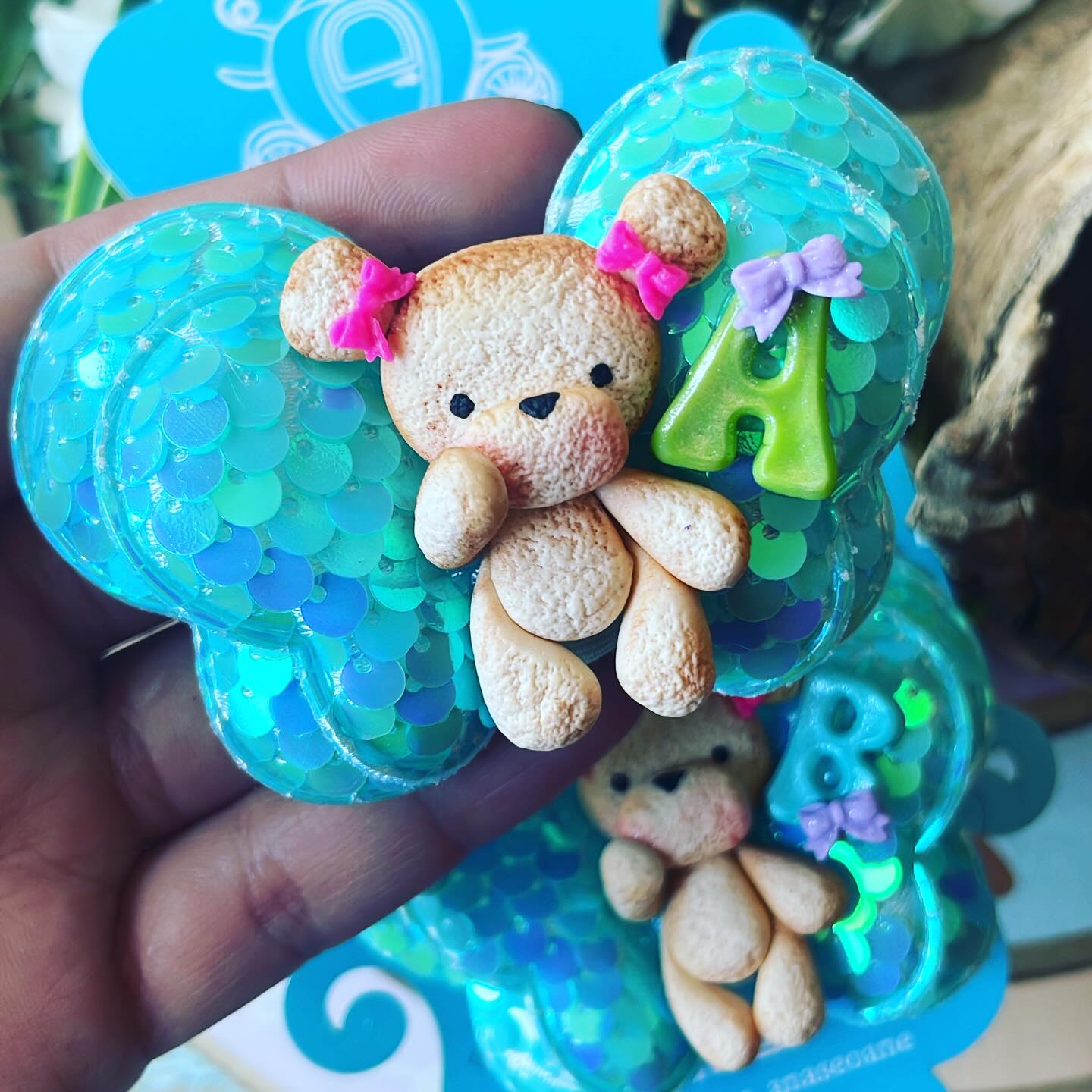 Par de prensitas temática Escolares | Ositos