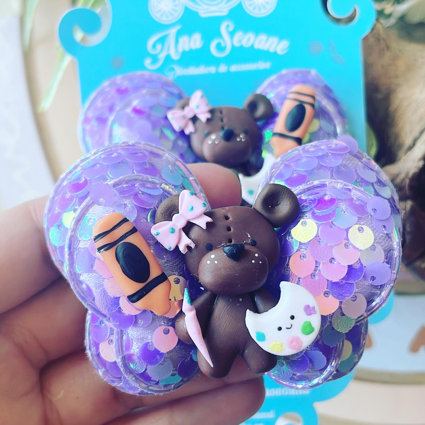 Par de prensitas temática Escolares | Ositos artistas