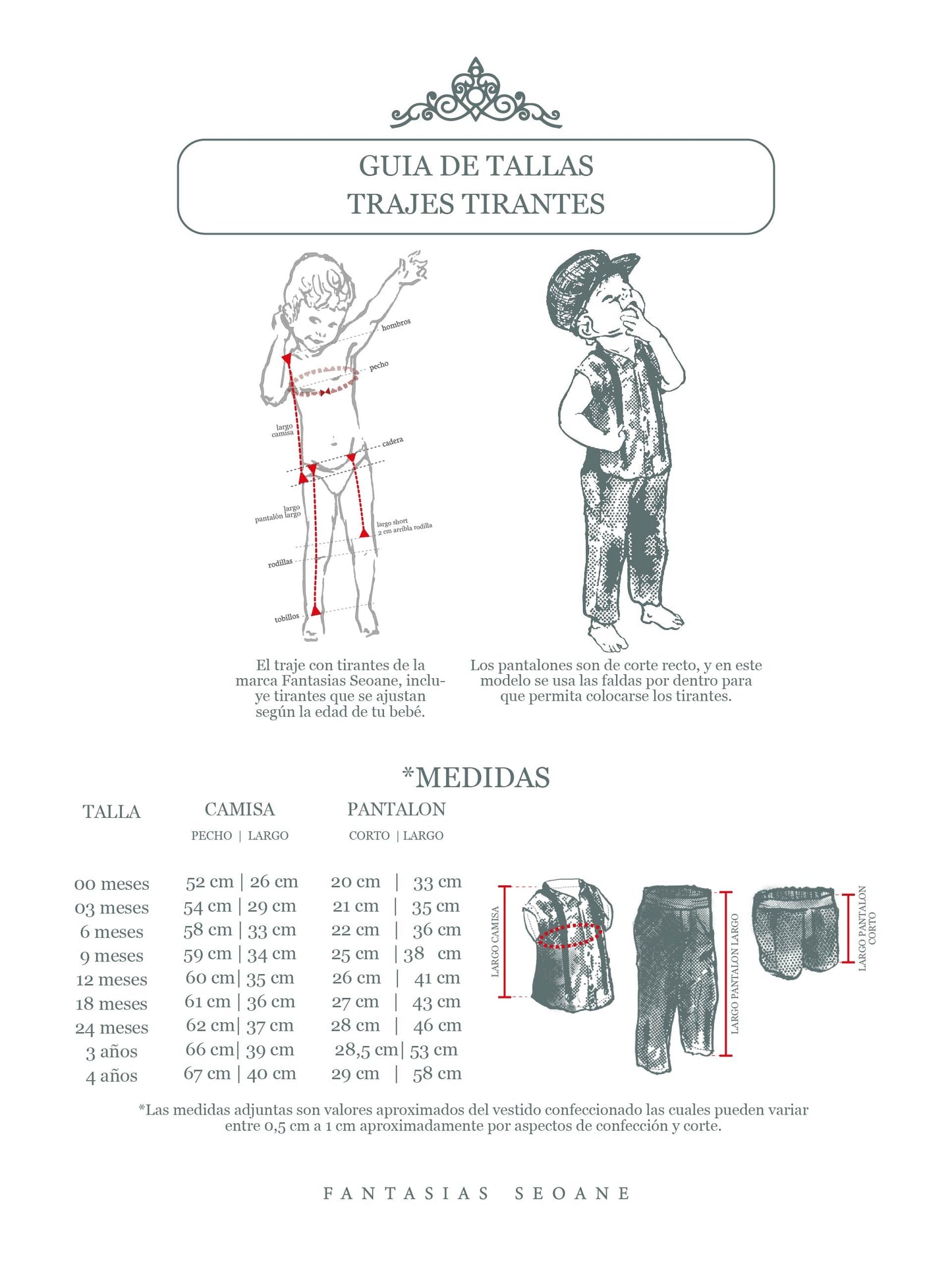 Traje 4 piezas tirantes grises estilo pantalón o short