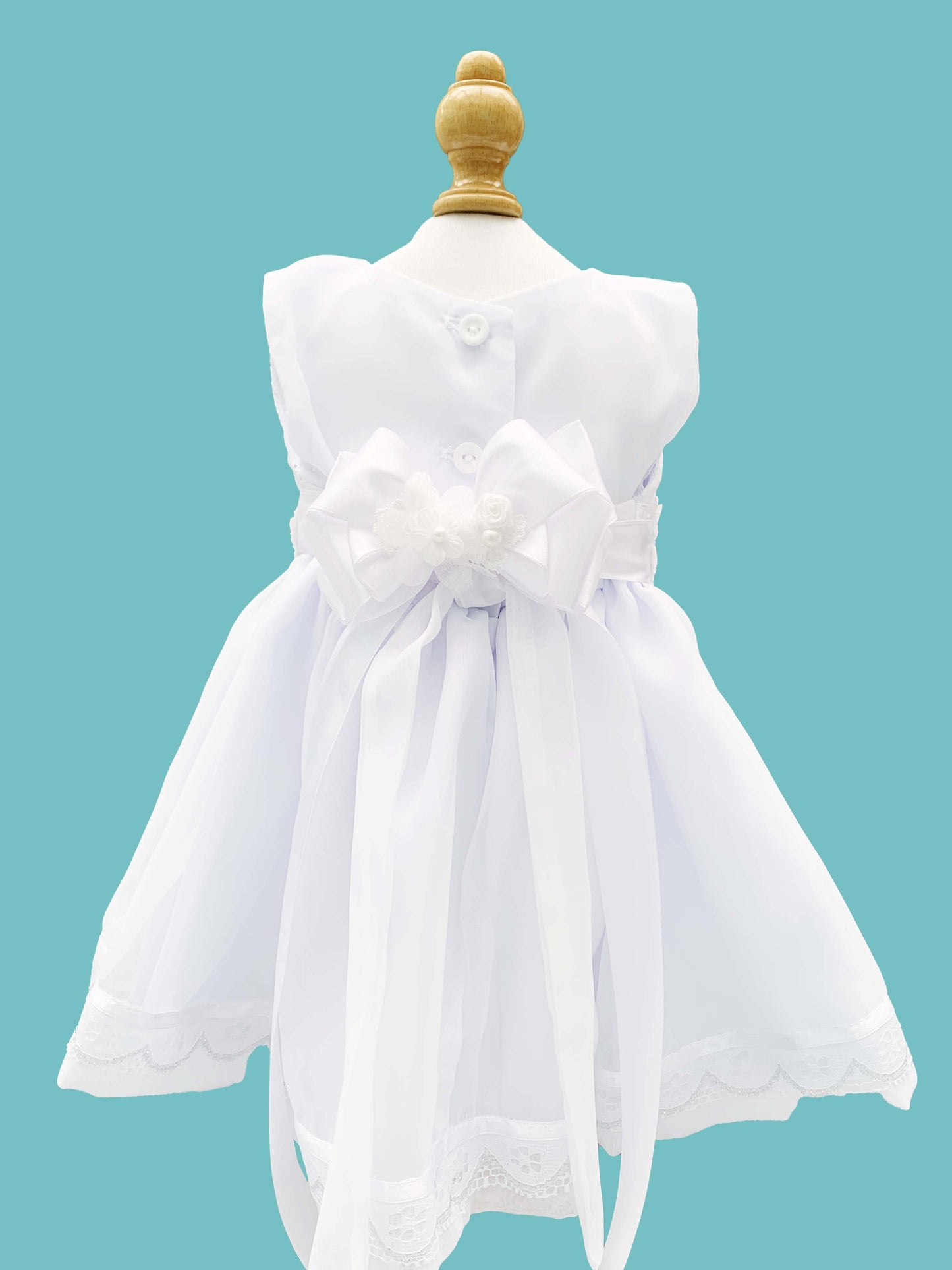 Vestido 3 piezas con labrado + cinturón + calzoncito. Colección Ángel de la guarda Estilo 1