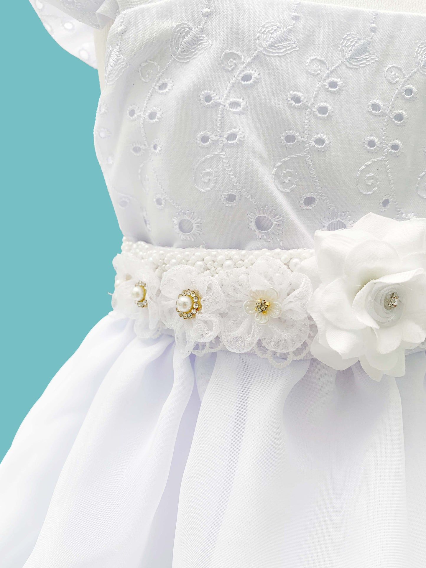 Vestido 3 piezas con tirante grueso vuelito + cinturón + calzoncito. Colección Ángel de la guarda Estilo 4