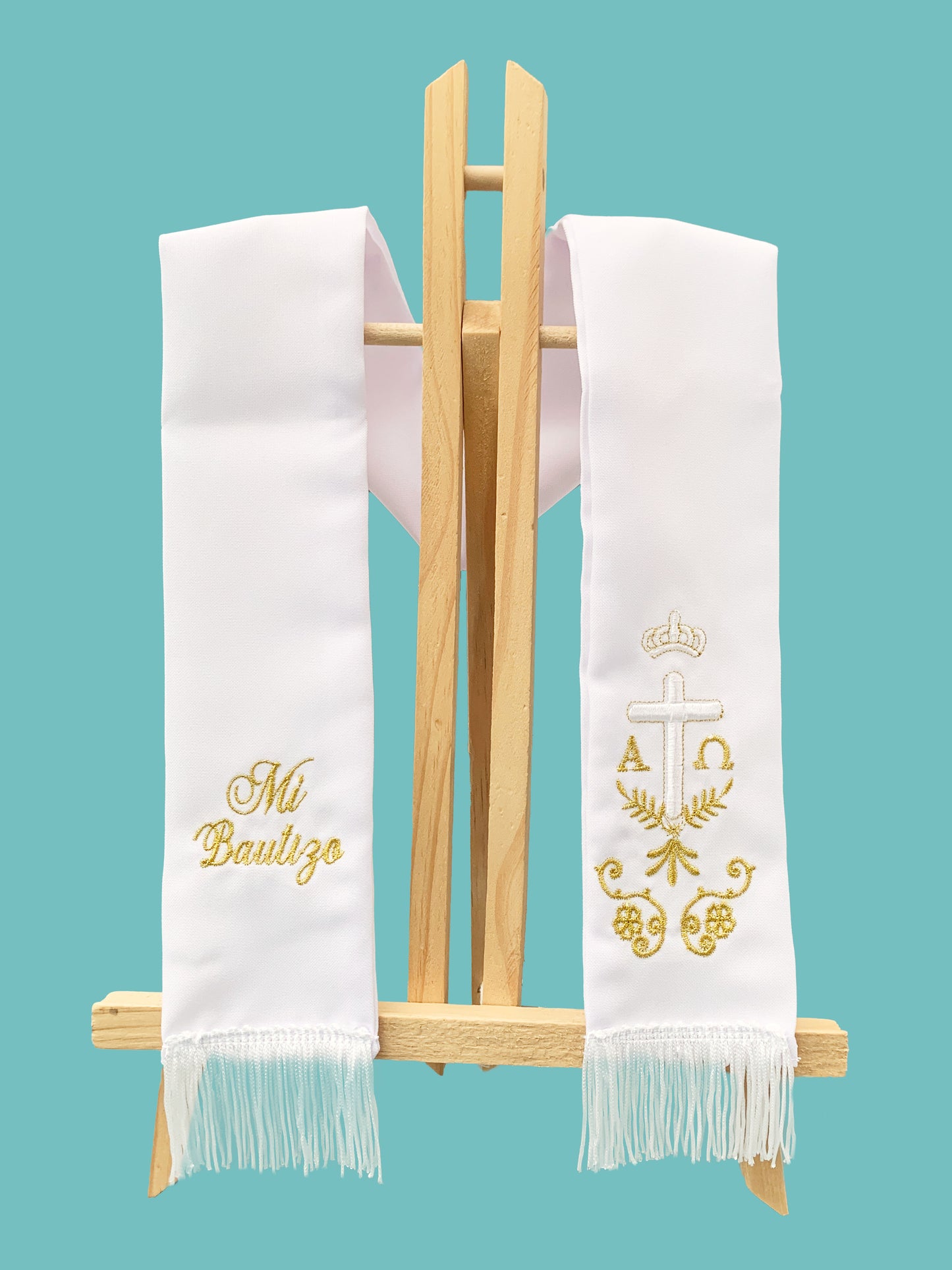 20%OFF Estola con cruz alfa y omega 2 OPCIONES DE COLOR: DORADO O PLATEADO