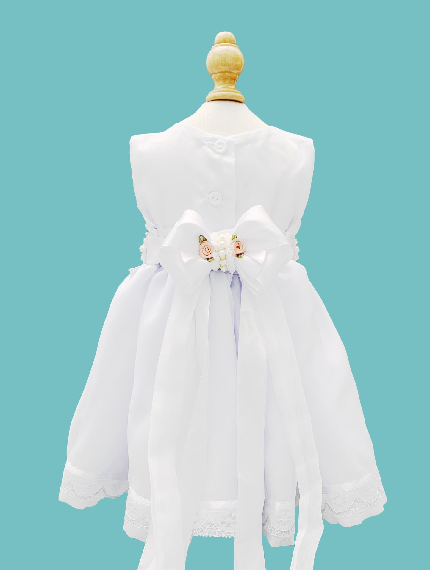 Vestido desmangado con librete + cinturón colección palo rosa Estilo 1
