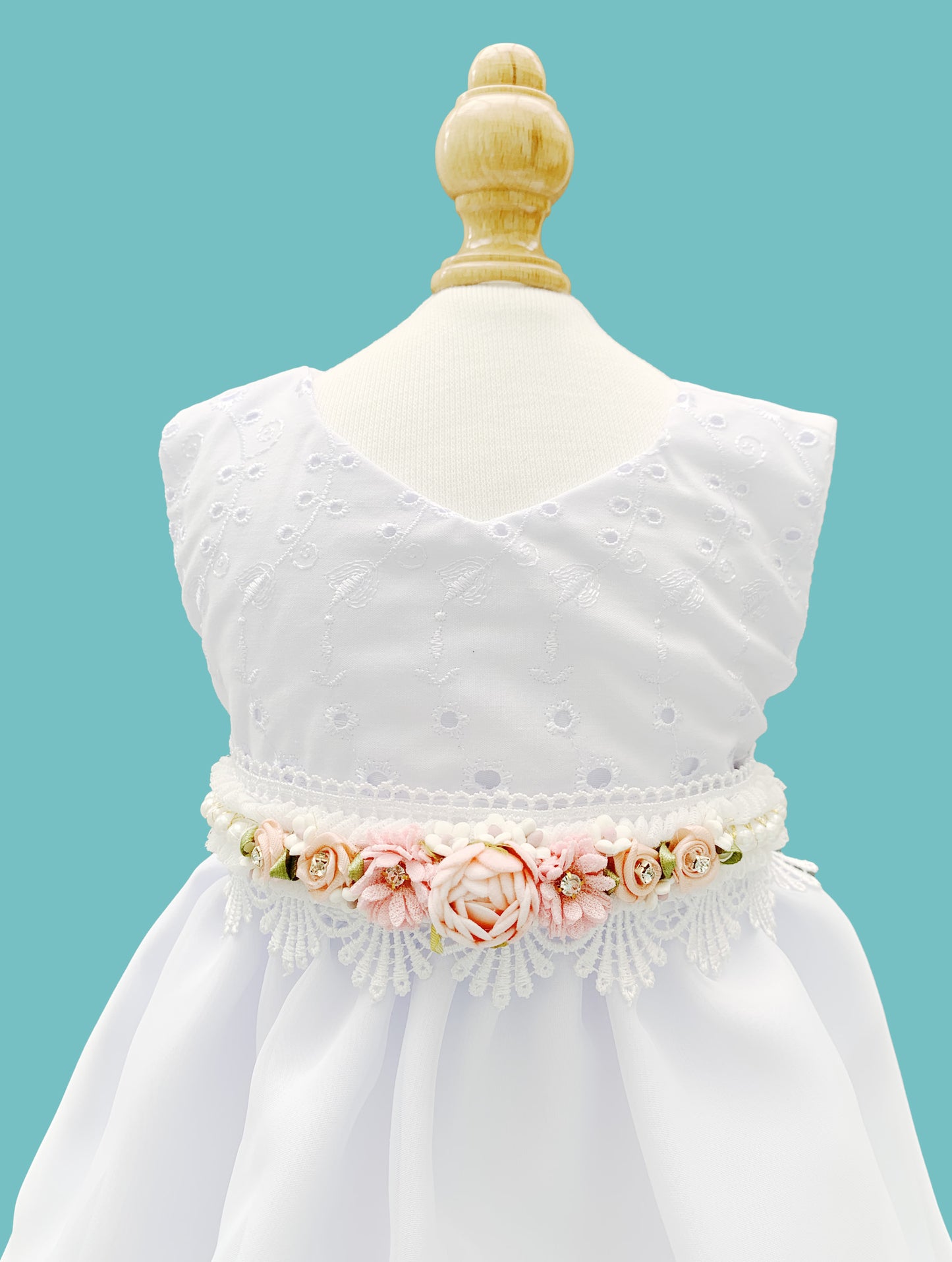 Set de Vestido 3 piezas desmangado con librete + cinturón + calzoncito. Colección palo rosa Estilo 1