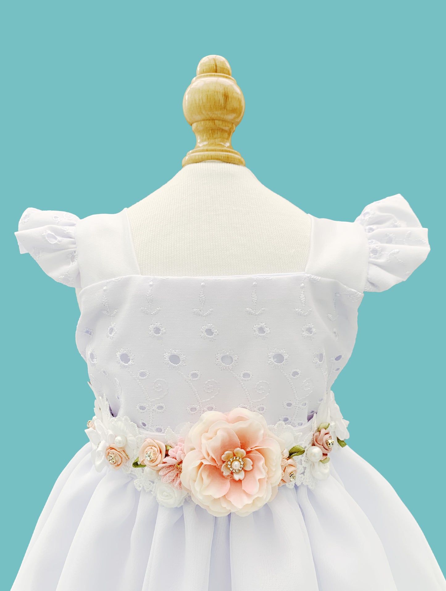 Set de Vestido 3 piezas con tirante grueso vuelito + cinturón + calzoncito. Colección palo rosa Estilo 3