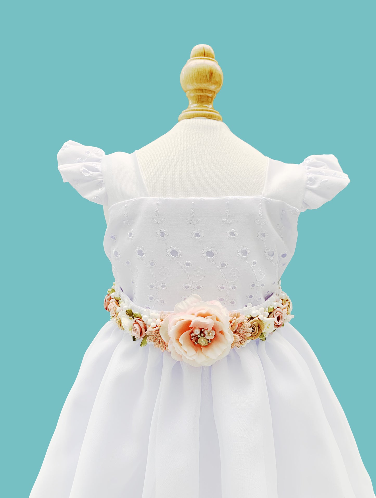 Set de Vestido 3 piezas con tirante grueso vuelito + cinturón + calzoncito. Colección palo rosa Estilo 2