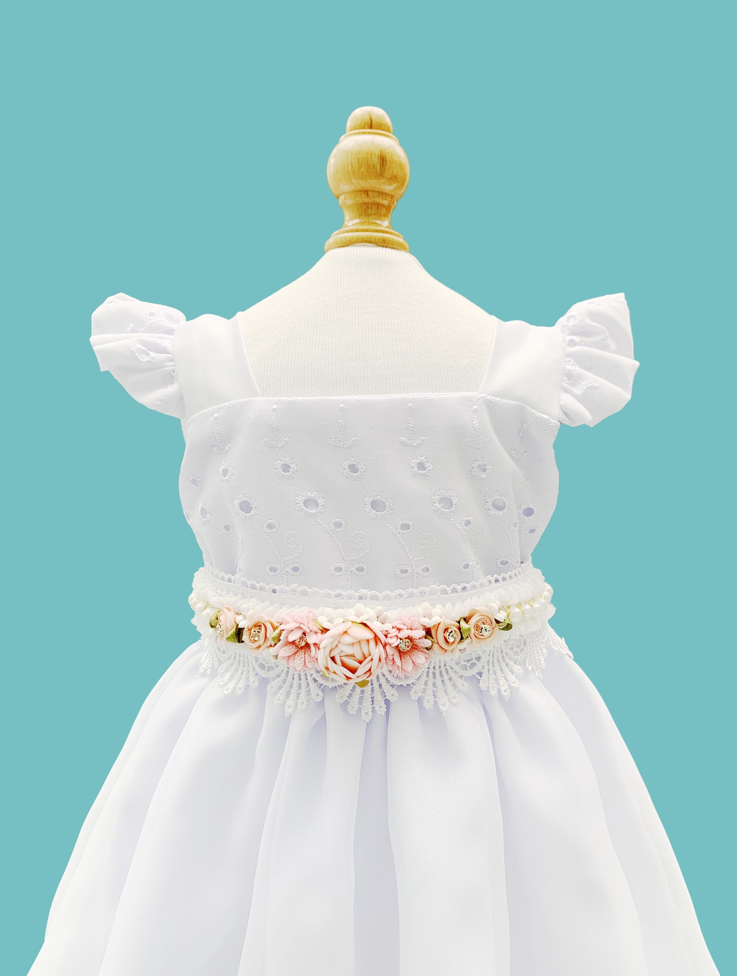 Set de Vestido 3 piezas con tirante grueso vuelito + cinturón + calzoncito. Colección palo rosa Estilo 1