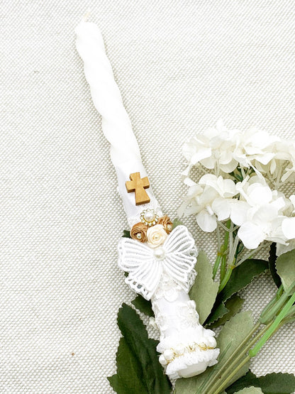 Candela torneada con tonos dorado