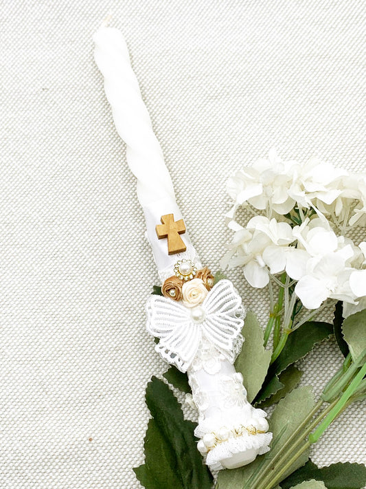 Candela torneada con tonos dorado