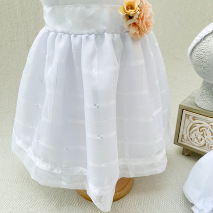 30%OFF Vestido desmangado salmón + vincha + calzoncito