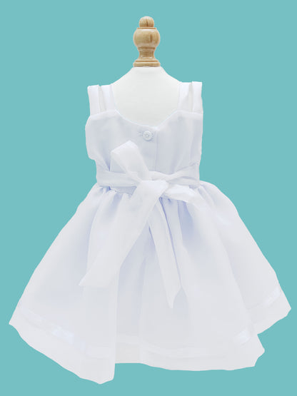 Vestido para Bautizo tirantes dobles labrado rosas