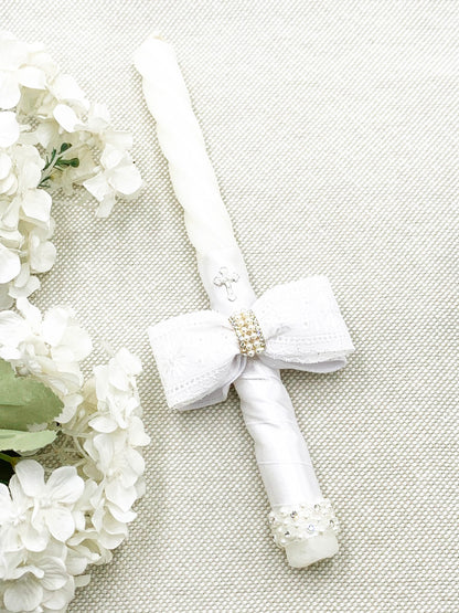 Candela con tira bordada fina