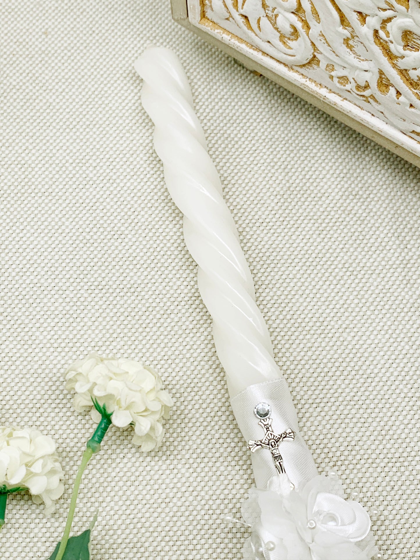 Candela torneada con par florecitas