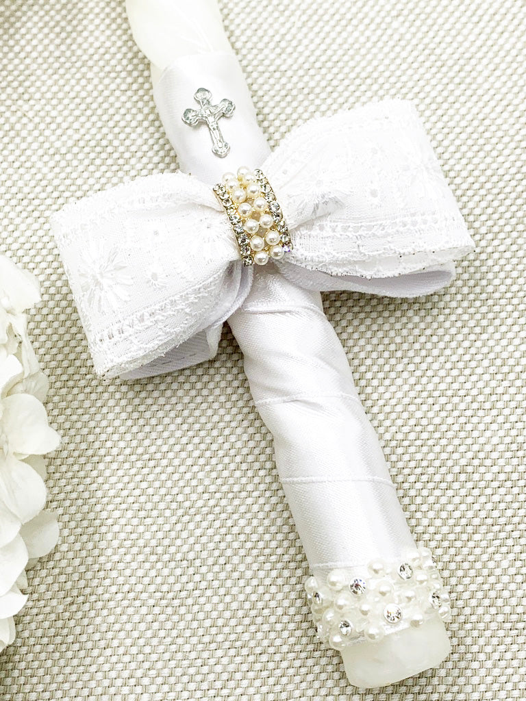 Candela con tira bordada fina