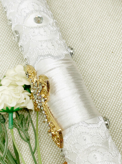 Cirio Bautismal con cruz pedreria dorada