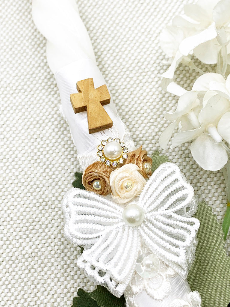 Candela torneada con tonos dorado