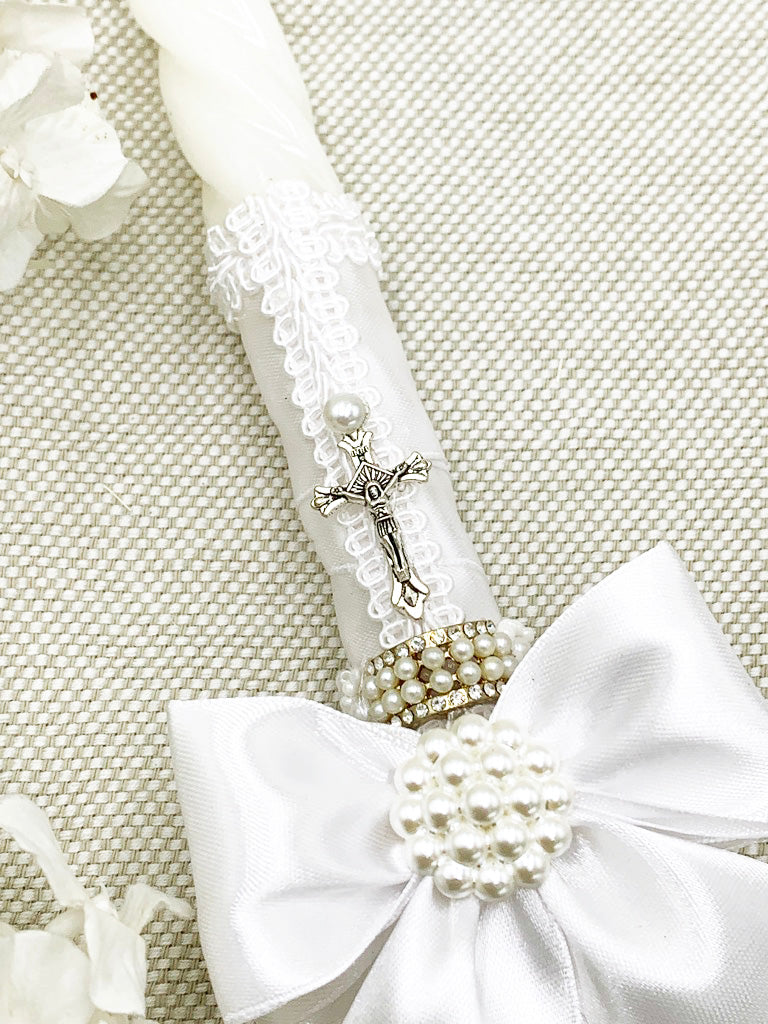 Candela torneada blanca lazo