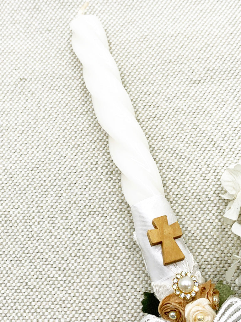 Candela torneada con tonos dorado