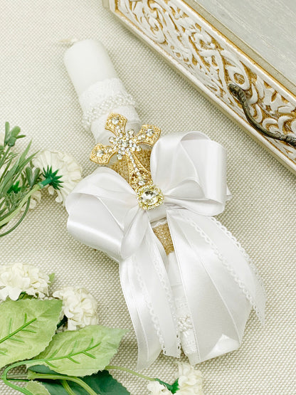 Cirio Bautismal con lazo artesanal