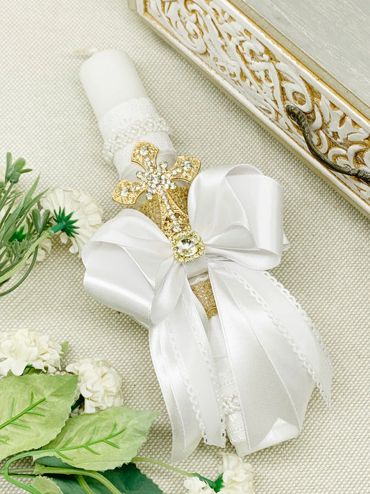 Cirio Bautismal con lazo artesanal