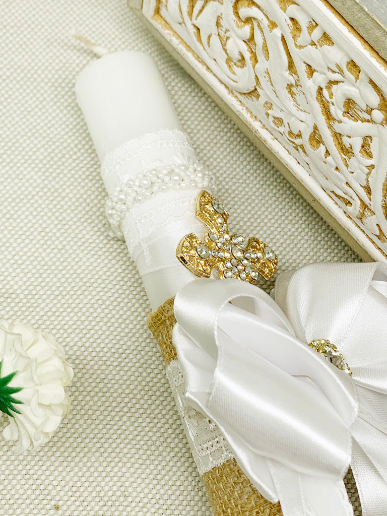 Cirio Bautismal con lazo artesanal