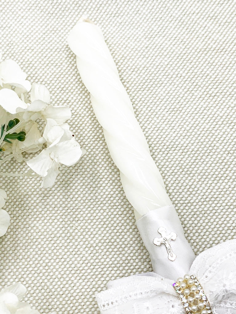 Candela con tira bordada fina