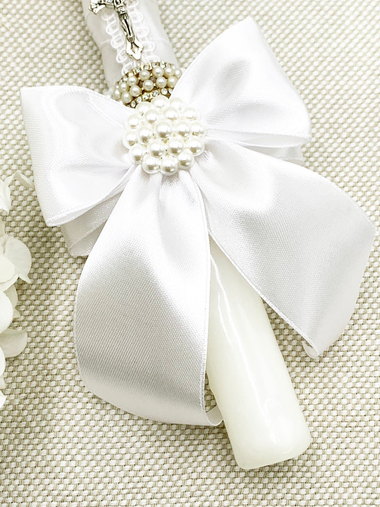 Candela torneada blanca lazo