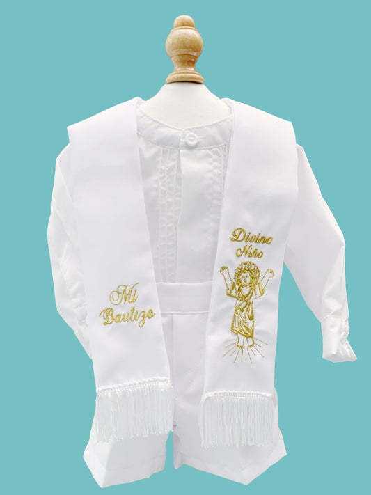 20%OFF Traje Filipina 3 piezas cuello chino manga larga y estola