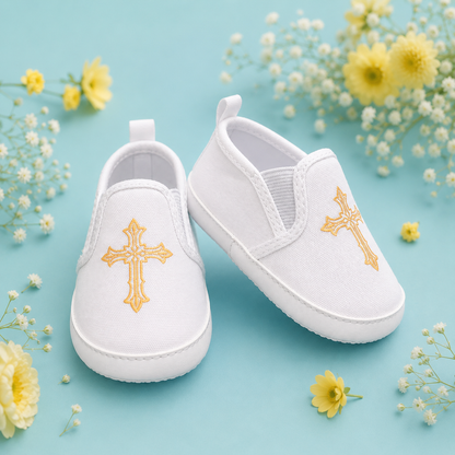 Zapato para bautismo estampado de cruz
