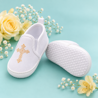 Zapato para bautismo estampado de cruz