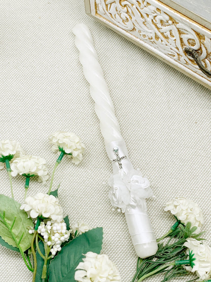 Candela torneada con par florecitas