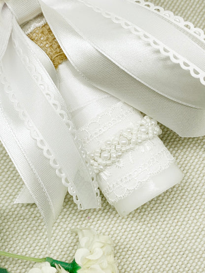 Cirio Bautismal con lazo artesanal