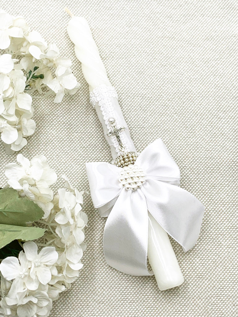 Candela torneada blanca lazo