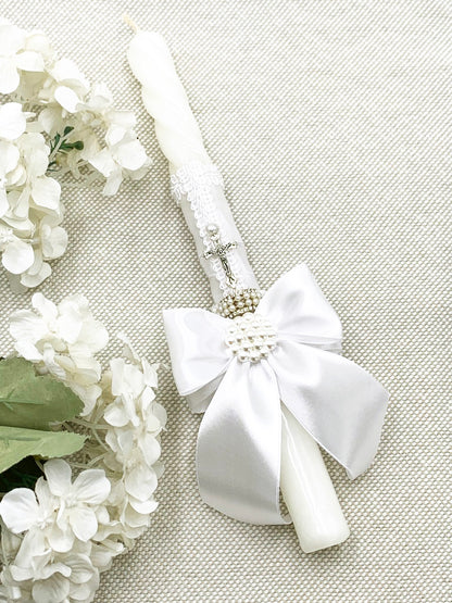 Candela torneada blanca lazo